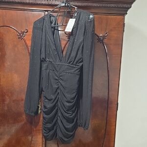 Elegant Black Ruched Dress
